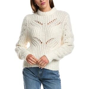 Iro Paris Quane Pointelle Knit Alpaca Wool Blend Sweater White X Small
